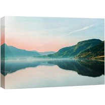 wall26 Canvas Print Wall Art Pastel Sunset Sky Mountain Valley Lake Nature Wilderness Photography Realism Earth Scenery Rustic Scenic Landscape Colorful for Living Room, Bedroom, Office - 12"x18