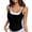 Black, variant on .Women's Layered Contrast Trim Spaghetti Strap Tank Top, Curved Hem Slim Fit Basic Cami.White.One Size