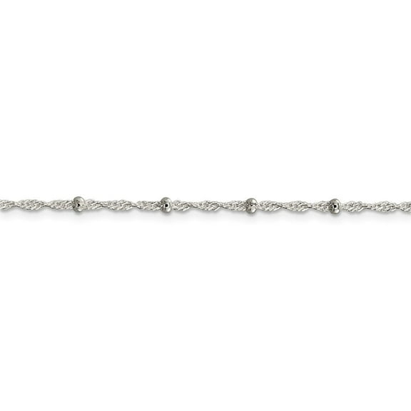 Diamond2Deal 925 Sterling Silver 2.5mm Singapore with Beads Chain Necklace for Women 16"