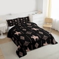 thumbnail image 3 of Feelyou Cowgirl Horse Teen Queen Comforter Set, Black Boho Aztec Bedding Set, 3pcs, 3 of 8