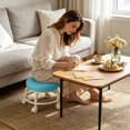 thumbnail image 4 of Low Height Round Rolling Stool With Wheels, Portable Rest Seat For Living Room Bedside Salon Pedicure Blue, 4 of 4