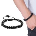 thumbnail image 5 of Stainless Steel Black Bead Bracelet Stylish Classic Adjustable Beads Braided Bracelet for Women Men, 5 of 8