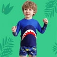 thumbnail image 3 of GYRATEDREAM Boys 2 Piece Rash Guard Set Swimsuit UPF 50+ Long Sleeve Swimwear with Swim Trunks Bathing Suit for 4-8Y Sea Blue, 3 of 8