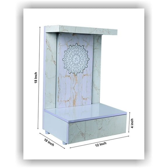 Temples Customized Wooden white temple with LED Light for Home and Office Puja Mandir Wall Hanging & Table Top White Mandir 18X12X10 INCHES