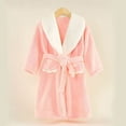 thumbnail image 4 of Bixock Unisex Toddler Robe for Girls Boys Hooded Robe Kids Fleece Bathrobe Children Loungewear Notched Collar Long Sleeve Pocket Wrap Belt Absorbent Outfit for 3 To 10 Years Fall Winter Sleepwear, 4 of 5