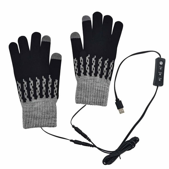 USB Heated Gloves for Women and Men Heating Knitting Mitten Hand Warmers Gloves Full Finger Touchscreen Warm Gloves Washable Design Winter Texting Gloves