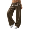 thumbnail image 6 of Wide Leg Sweatpants for Women Fashion Solid Color Loose Elastic Waist High Waist Straight Leg Long Pants With Lace Pockets, 6 of 6