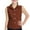 Brown, variant on Tween Girls Sleeveless Button Down Shirts Cotton Linen Collared Tank Tops Teen Summer Solid Color V Neck Casual Work Blouses