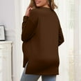 thumbnail image 4 of Zylanna Maternity Shirt with Hidden Zipper, Side Slit Spring 0versized Crew Neck Long Sleeve Nursing Tops Brown, 4 of 8