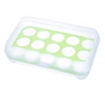 thumbnail image 1 of Egg Holder Refrigerator 15 Grids Eggs Tray Box with Lid Clear Stackable Plastic Storage Container  Green, 1 of 10