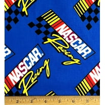 1/2 Yard - NASCAR Racing on Blue Cotton Fabric (Great for Quilting, Sewing, Craft Projects, Throw Pillows & More) 1/2 Yard X 44" Wide
