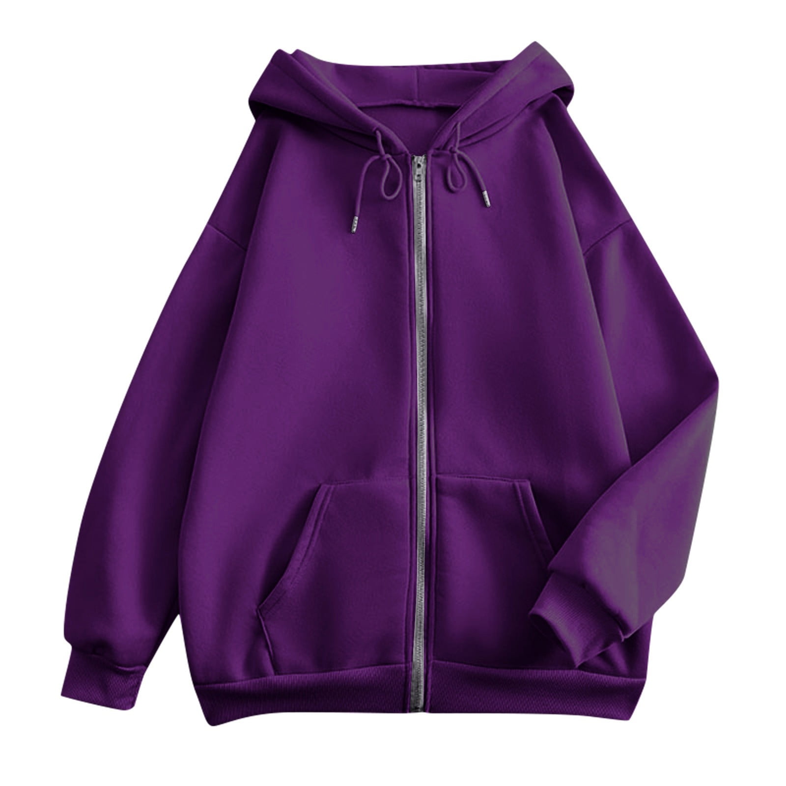 Women Hoodies Casual Hoodie Women Women Fashion Solid Loose Hooded Zipper Hoodie Long Sleeve Jacket Red - XXXL
