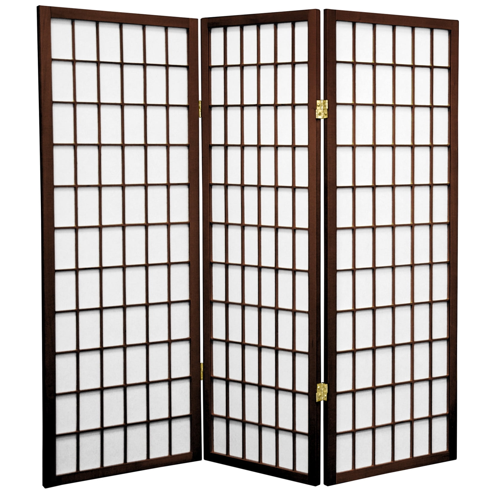 Oriental Furniture 2-Feet Window Pane Desktop Japanese Shoji Privacy Screen Room Divider 3 Panel Walnut
