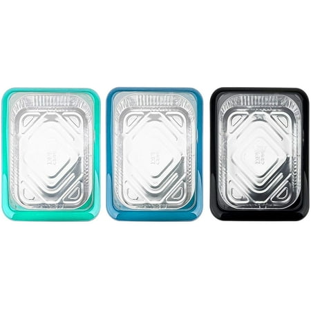 Fancy Panz, Portable Casserole Serveware 3-Piece Set, Dish Pan with Cover for Indoor and Outdoor Use (Aqua, Blue, Grey)
