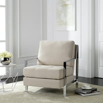 SAFAVIEH Walden Modern Tufted Linen Chrome Accent Chair, Beige