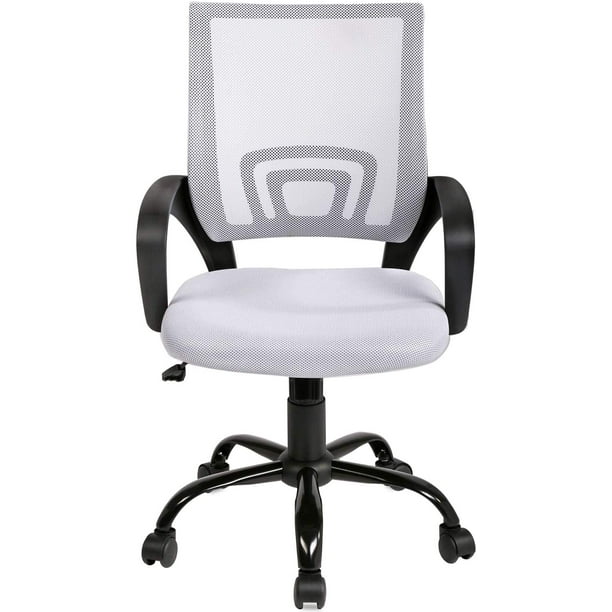 Chaise de Bureau Ergonomique Chaise de Bureau en Maille Chaise d'Ordinateur Support Lombaire Moderne Tabouret Réglable Exécutif Chaise Pivotante pour les Maux de Dos (White)
