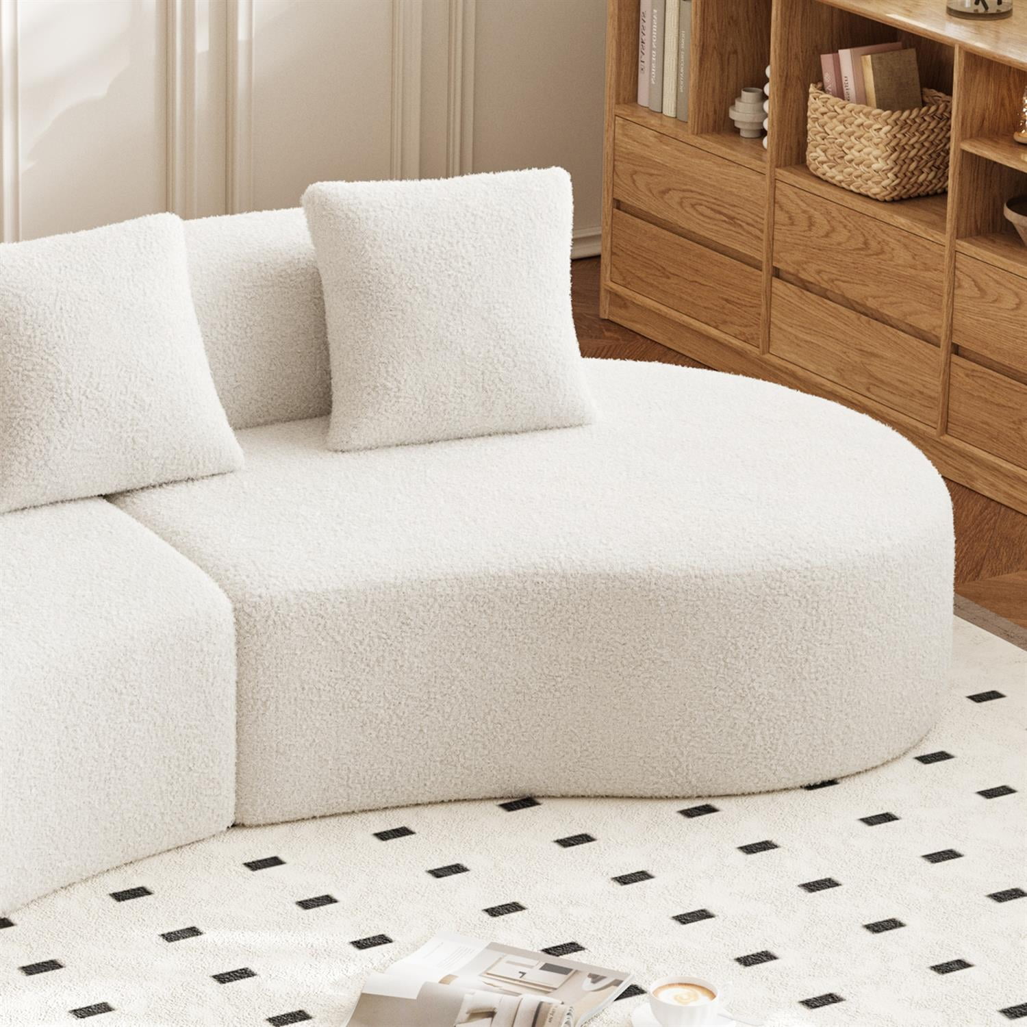 Demi Bonn 109" Modern Curved Sectional Sofa, Large 5-Seater Couch for Living Room and Apartment, Easy Assembly, White