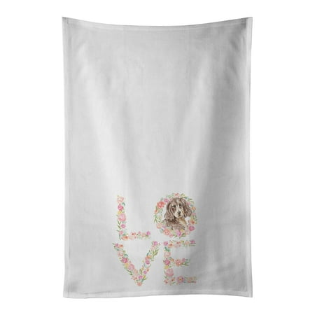 

Cocker Spaniel #5 LOVE White Kitchen Towel Set of 2 19 in x 28 in
