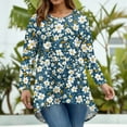 thumbnail image 5 of Abcomgle Plus Size Tunic Tops for Women 4x-5x Sexy Crew Neck T Shirts Vintage Floral Print Print T-Shirt Long Sleeve Tee Shirt Tops Curved Hem Casual Trendy Tunics,XL, 5 of 5