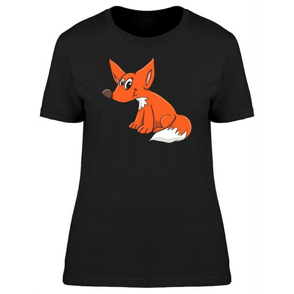 Adorable Orange Fox Cartoon T-Shirt Women -Image by Shutterstock, Female Large