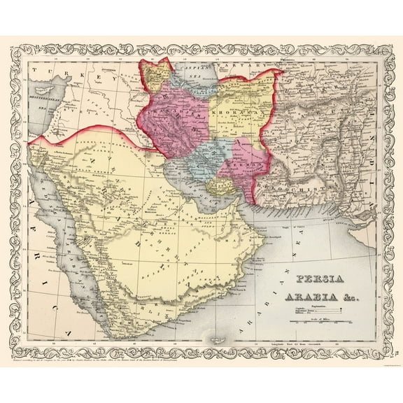 Historic Map - Persia Arabia - Mitchell 1857 - 27.94 x 23 - Vintage Wall Art