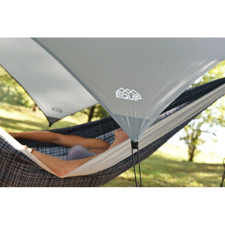 Equip Hammock Rainfly Camping with Guylines and Stakes Gray