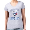 thumbnail image 4 of Women's G-III 4Her by Carl Banks Heather Gray Toronto Blue Jays Super-Slim Fit Lightweight Team Logo Graphic V-Neck, 4 of 5