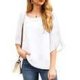 thumbnail image 3 of Anygrew Womens Casual Scoop Neck Dressy Blouses 3/4 Sleeve Business Work Blouse Tops, 3 of 5