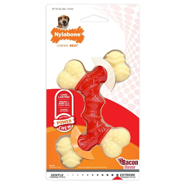 Nylabone Power Chew Bacon Double Bone Dog Toy, Medium