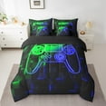thumbnail image 2 of Erosebridal Video Game Bed in a Bag Full size,Green Blue Bed Set,Futuristic Cubes Bedding Full Size,Microfiber Gamepads Room Decorative,Reversible,7-Piece, 2 of 6