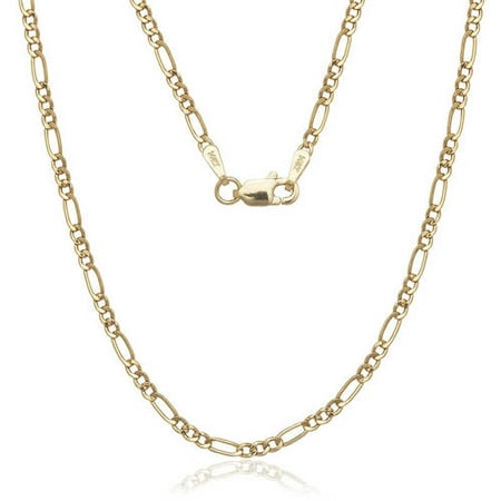 A 10k Solid Gold High Polished Figaro Necklace, 1mm, 16