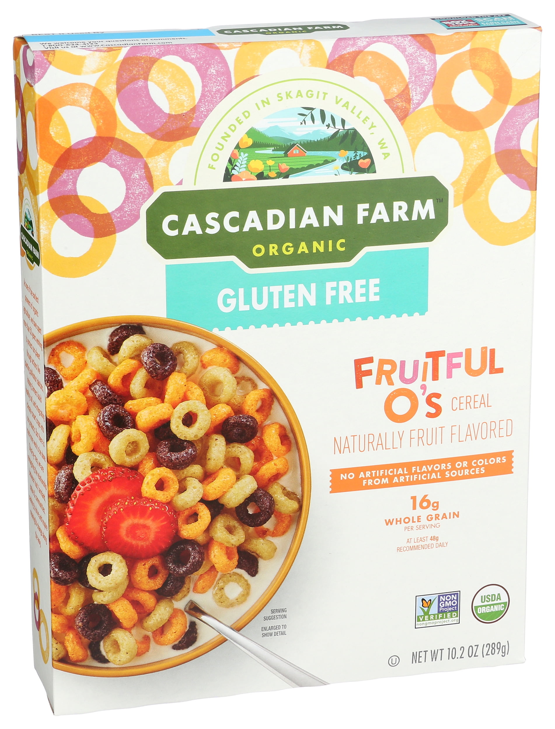 Pack of 10, Cascadian Farm Gluten Free Fruitful O’s Cereal, 10.2 oz