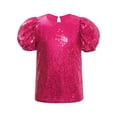 thumbnail image 3 of Doomiva Girls Disco Party Glitter Tops Sequin T-Shirts Hip Hop Jazz Dance Blouse Birthday Performance Cos tume Hot Pink 10, 3 of 7