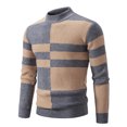 thumbnail image 1 of MIASHUI Men's Fall Winter Simple Color Block Half High Neck Base Layer Knit Sweater Long Sleeve Comfort Grey,L, 1 of 3