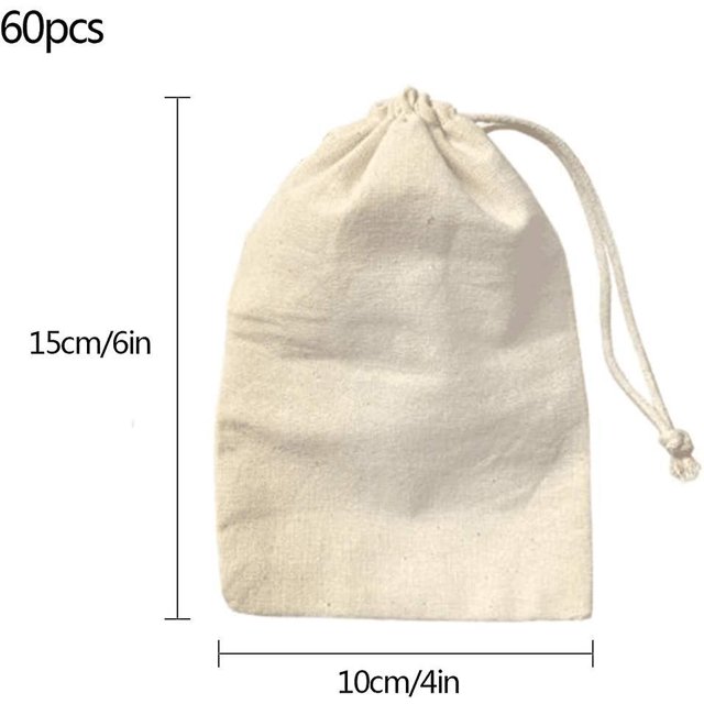 60 bolsas pequeñas de algodón con cordón, bolsa de muselina natural, bolsas de hilo de algodón para bodas, fiestas, festivales, almacenamiento, decoración, bolsa de bricolaje (10 x 14 C