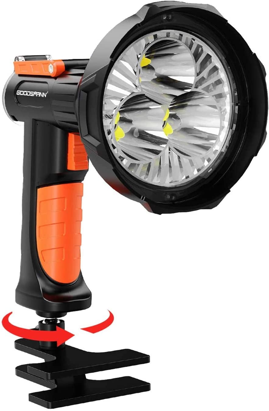 GOODSMANN Spotlight Waterproof Work Light Hunting Handheld Rechargeable 50Watt 4000 Lumens Cree