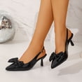 thumbnail image 6 of Black Women'S Sandals Stiletto Heel Solid Color Bow Pointed Toe Closed Toe Ankle Strap Buckle Backless Breathable Casual Outdoor Daily Footwear Size 41, 6 of 9