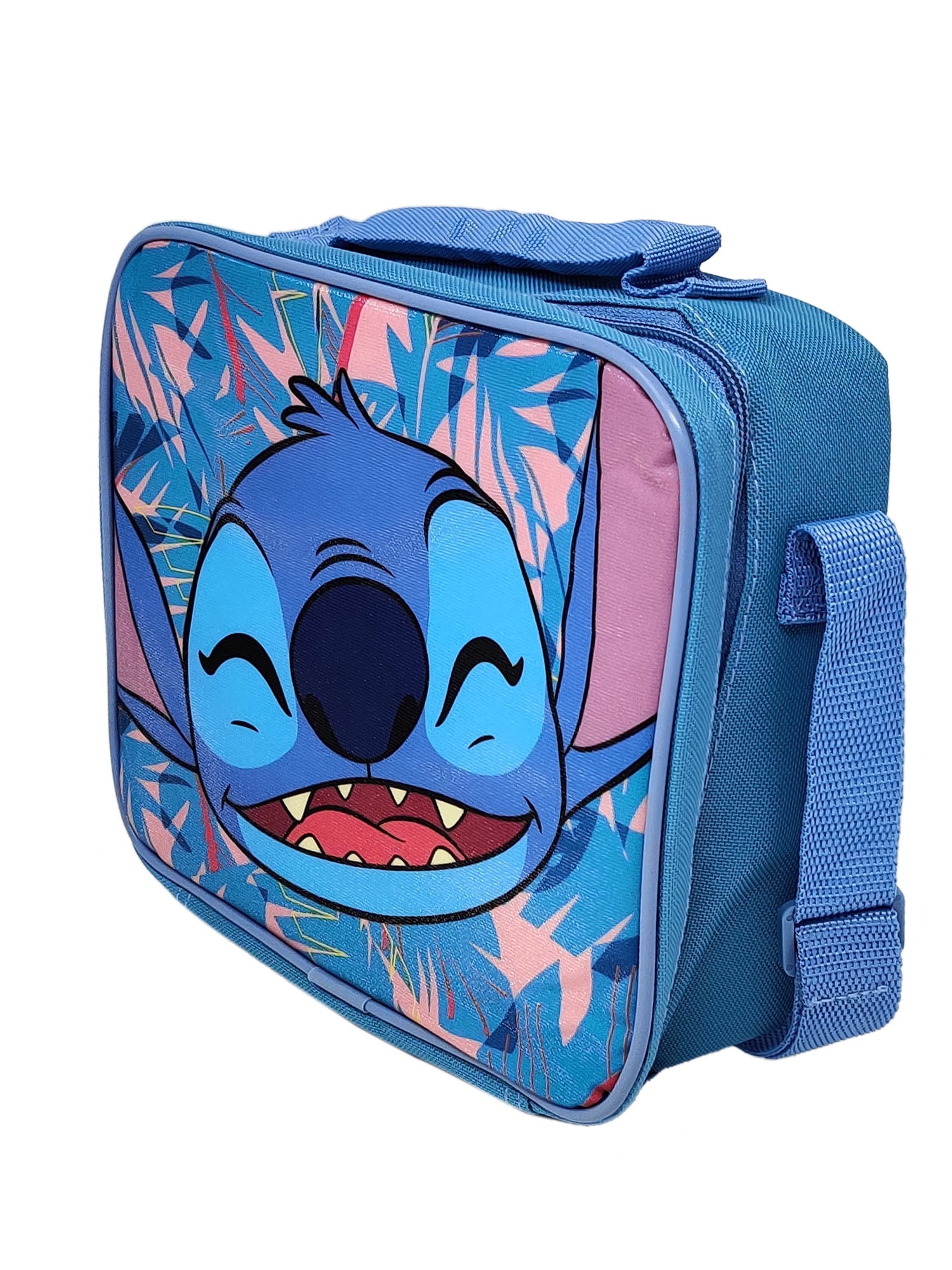 Disney Stitch Insulated Lunch Bag 3D Smiles Happy w/ Shoulder Strap Blue