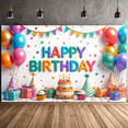 thumbnail image 7 of Colorful Design Happy Birthday Banner Cake Decoration Balloon Decoration Celebration Backdrop for Birthday Party Kids Celebration Indoor Party, 7 of 7