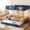 Blue,Natural, variant on Twin House Bunk Bed with Slide and Storage Shelves, Solid Wood Loft Bed for Bedroom, White, 78.7L x 41.3W x 82.7H