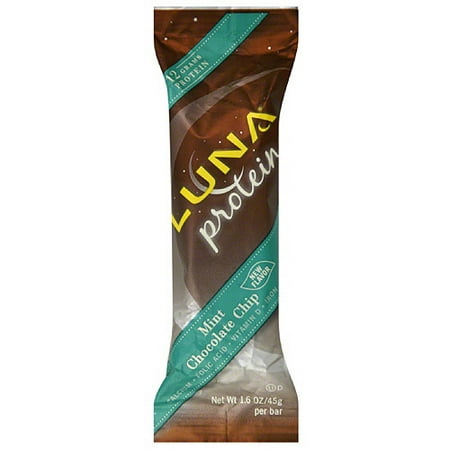 Luna Bar, 12 Grams of Protein, Mint Chocolate Chip, 1.6 Oz, 12 Ct