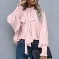 thumbnail image 2 of Swstbby Soldes d'Automne! Hauts d'Automne pour Femmes Grande Taille, Haut à Manches Longues Col Montant Rose m, 2 of 5
