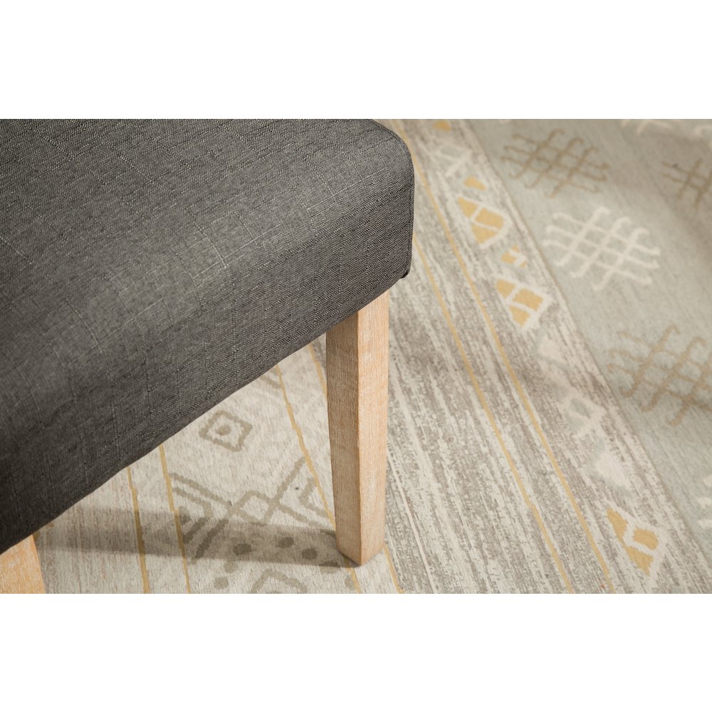 Roundhill Furniture Habit Solid Wood Tufted Parsons Charcoal Dining Chair, Set of 2