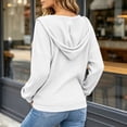 thumbnail image 5 of Plus Size Waffle Zip Up Hoodie Women Casual Drawstring Sweatshirt | Full Zip Closure, Casual Fall Wear, Stand Collar, Multiple Colors, Long Sleeve, Lightweight, No Pocket, White, XXL, 5 of 6