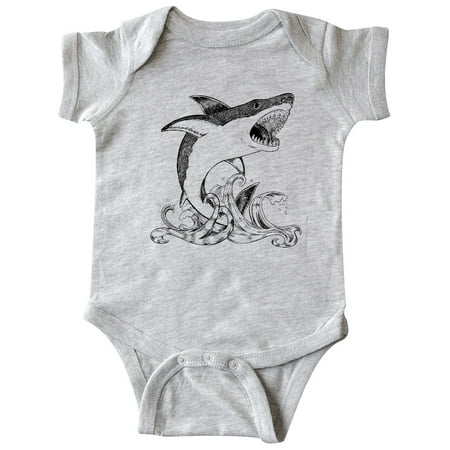 

Inktastic Great White Shark Jumping in Black Gift Baby Boy or Baby Girl Bodysuit