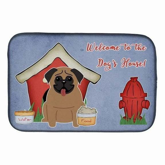 Dog House Collection Pug Brown Dish Drying Mat