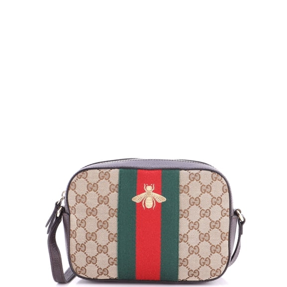 Pre-Owned Bee Web Camera Bag GG Canvas By Rebag
