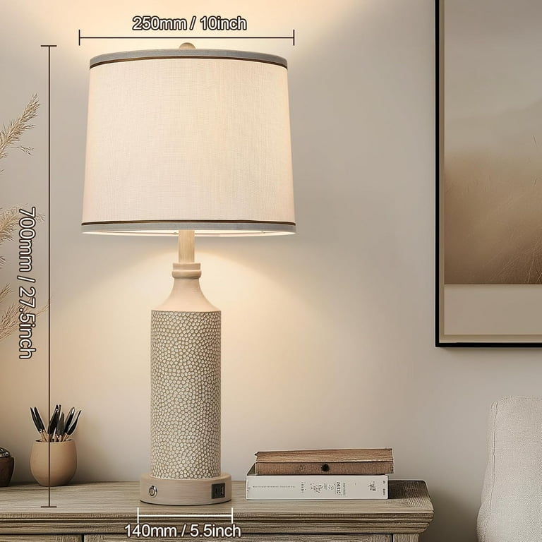 BOBOMOMO 3-Way Dimmable Touch Table Lamps Set Of 2 – USB Ports, Vintage Farmhouse Style