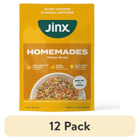 (12 pack) Jinx Homemades Chicken Recipe Wet Natural Dog Food, Whole Grain, 9 oz Pouch