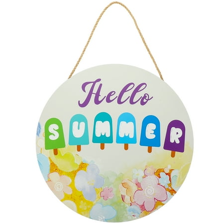 

Wooden Board Hanging Ornament Door Decorative Pendant Hello Summe Coat Hangers Woodsy Round
